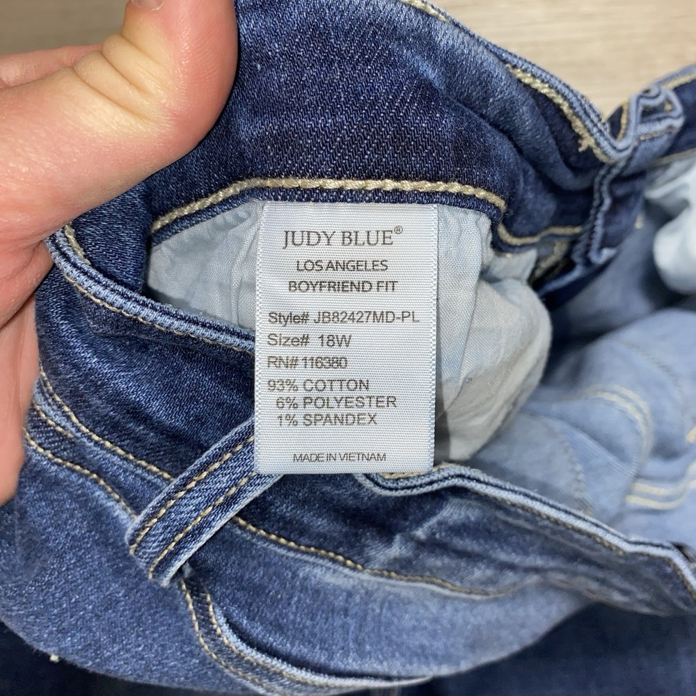 Judy Blue Los Angeles Jeans Women's 18W Blue Boyfriend Fit Distressed Stretch - Picture 7 of 8